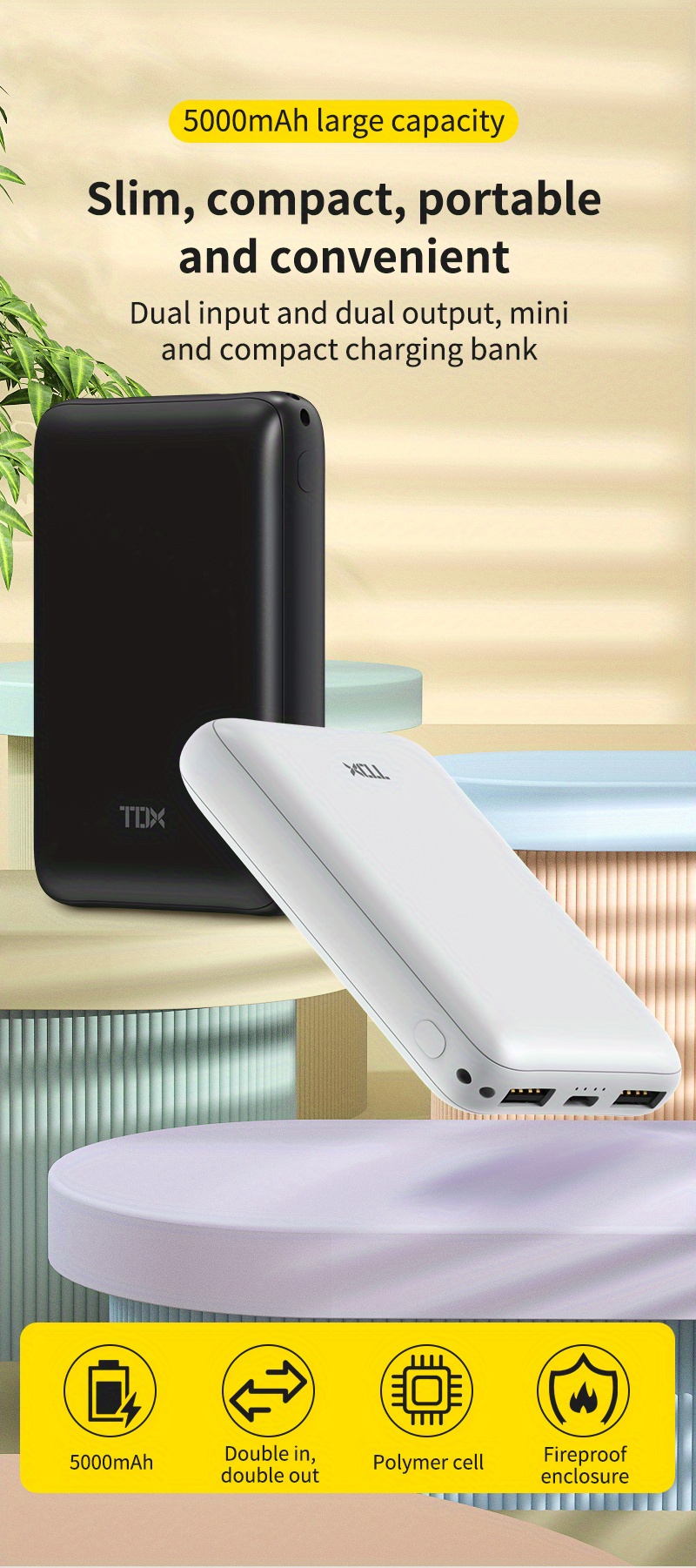 TDX Mini Cargador Portátil Para IPhone Con Cable Incorporado - Temu