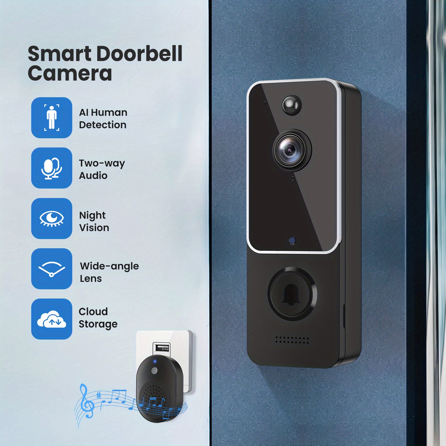 Popular V5 Low Power Wireless Wifi Doorbell Visual Doorbell - Temu