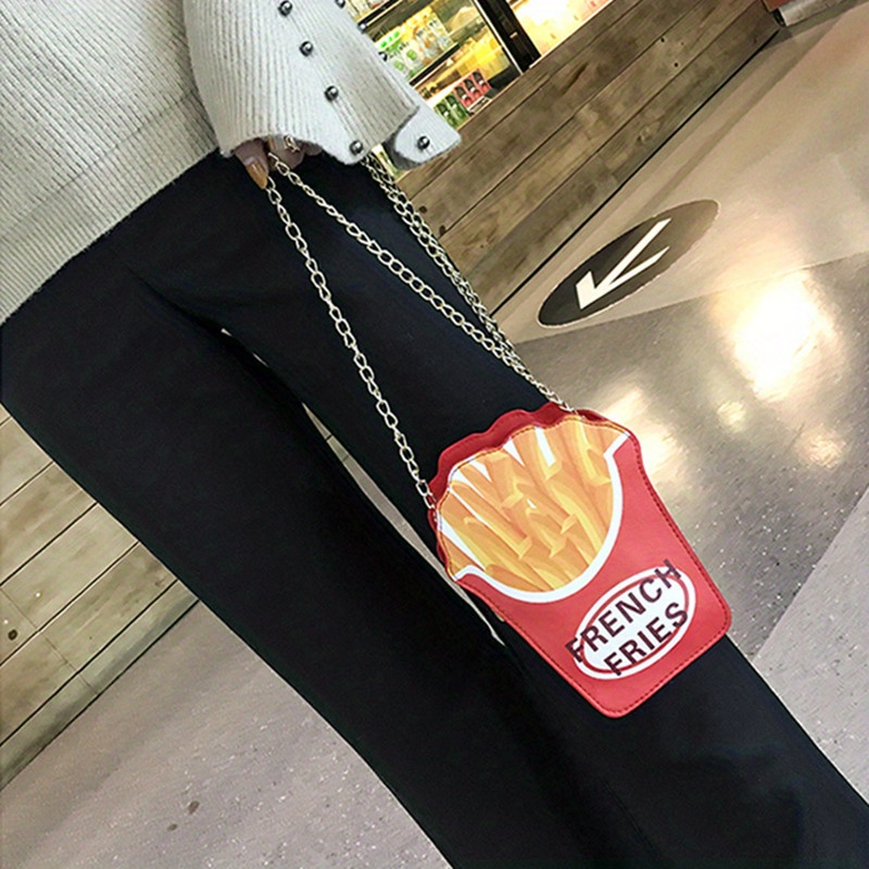 Fast Food Shape Metal Chain Crossbody Bag, Pu Leather Novelty Hamburger  Fries Shape Bag Purse, Fancy Cute Fashion Shoulder Bag - Temu