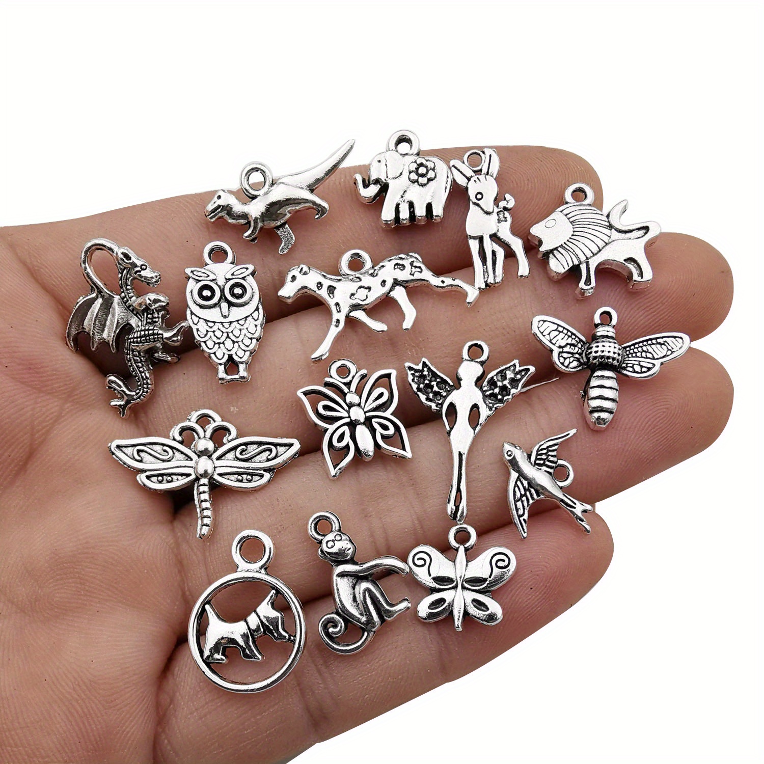 200pcs retro silvery alloy charms ideal accessories for necklace bracelet keychain jewelry making details 1