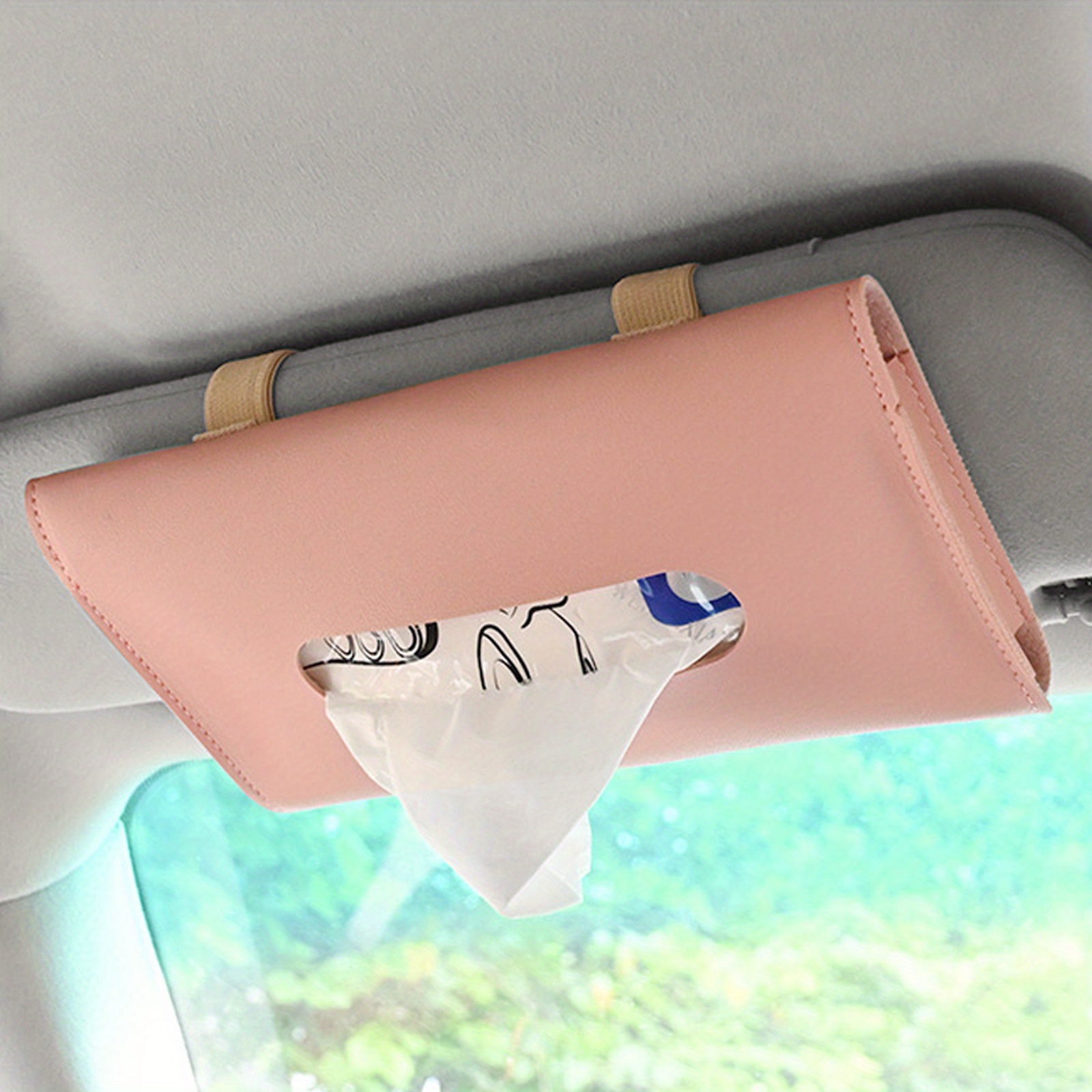 Car Tissue Holder, Sun Visor Napkin Holder, Car Visor Tissue Holder, PU  Leather Backseat Tissue Case Holder for Car, Vehicle (Black) 