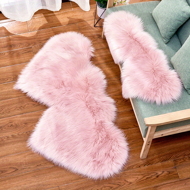 1pc fluffy rugs heart shaped rug     sheepskin rug soft long plush fluffy shaggy carpet area mats rugs girls bedroom sofa home decorative floor carpet details 1