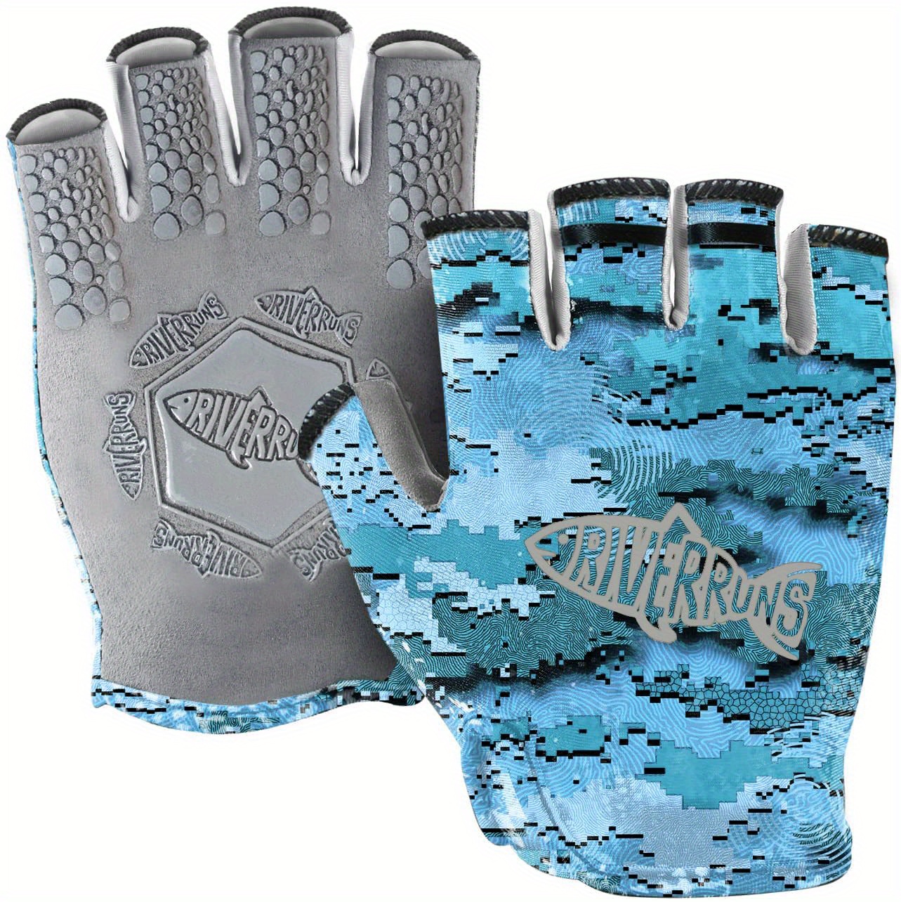 Drasry UV Protection Fishing Fingerless Gloves Men Women UPF 50+ SPF Gloves for Fishing Kayak Paddling Hiking Sailing Rowing Sun Gloves