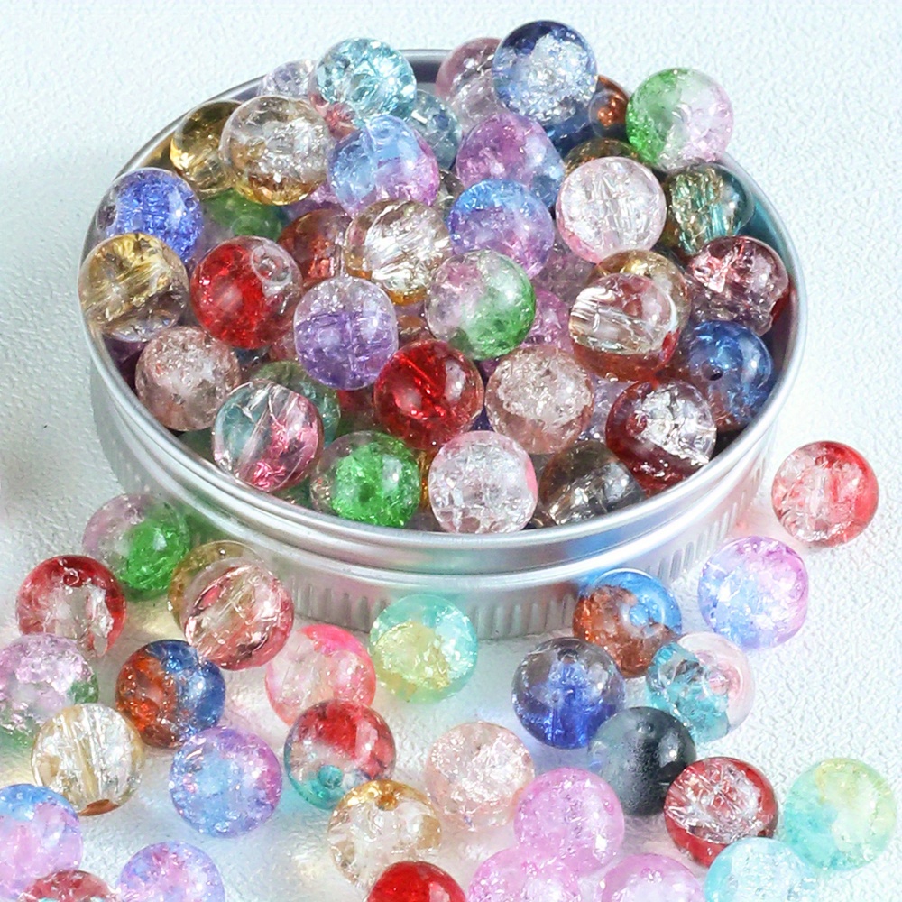 8mm Crack Glass Beads Pretty Round Handcrafted Crack Beads multiple colored  beads Assortment Set for Jewelry Making B