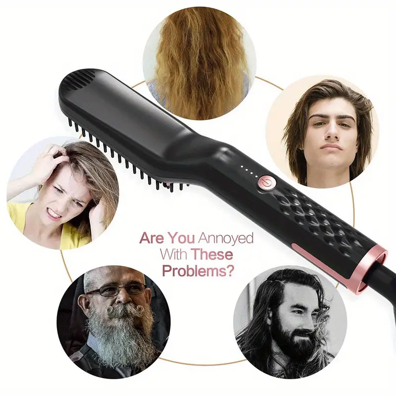 beard straightener for men electric hair straightening brush fast heated ionic beard straightening comb portable mens hair styling brush details 8