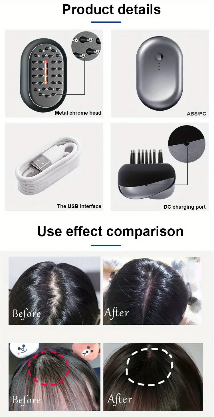lllt laser hair comb infrared ems scalp care portable vibration massage hair generator details 3