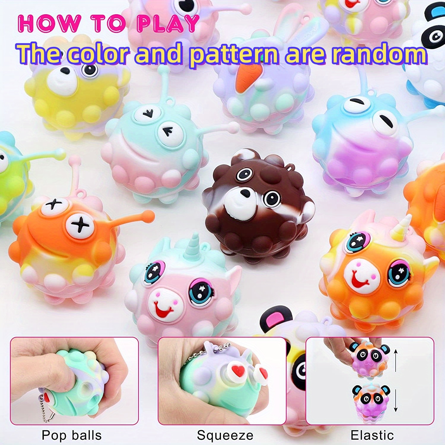 18 Piezas Animal Pop Balls Party Favors Niños 3d Pop Balls - Temu
