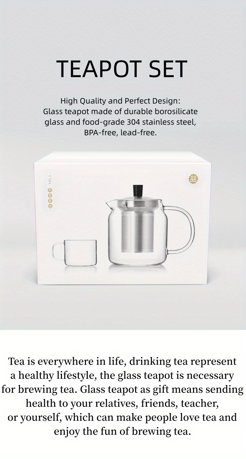 Teapot Infuser Stove Gift Set Glass Teapot With Removable Temu
