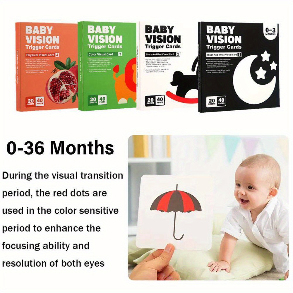 3 to 6 Months Vision Trigger Cards Early Education Cards Training Newborn  Babies Visual Stimulation Practice Montessori Toy