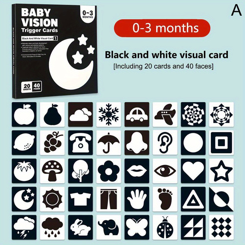 Montessori Baby Visual Stimulation Cards Baby Black and White High Con –  Boss Seth