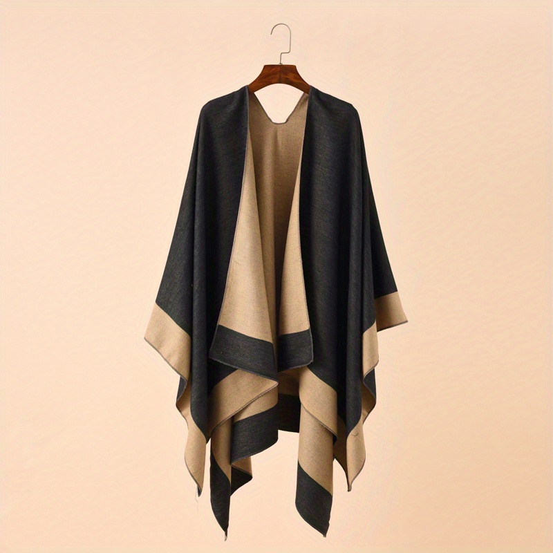 Cashmere Shawl Solid Warm Blanket Open Front Poncho Cape Casual Outdoor Shawl