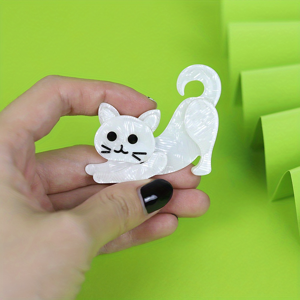   handcrafted acrylic cat brooch 3d animal design   casual attire gifts multilayer holiday gifts details 4