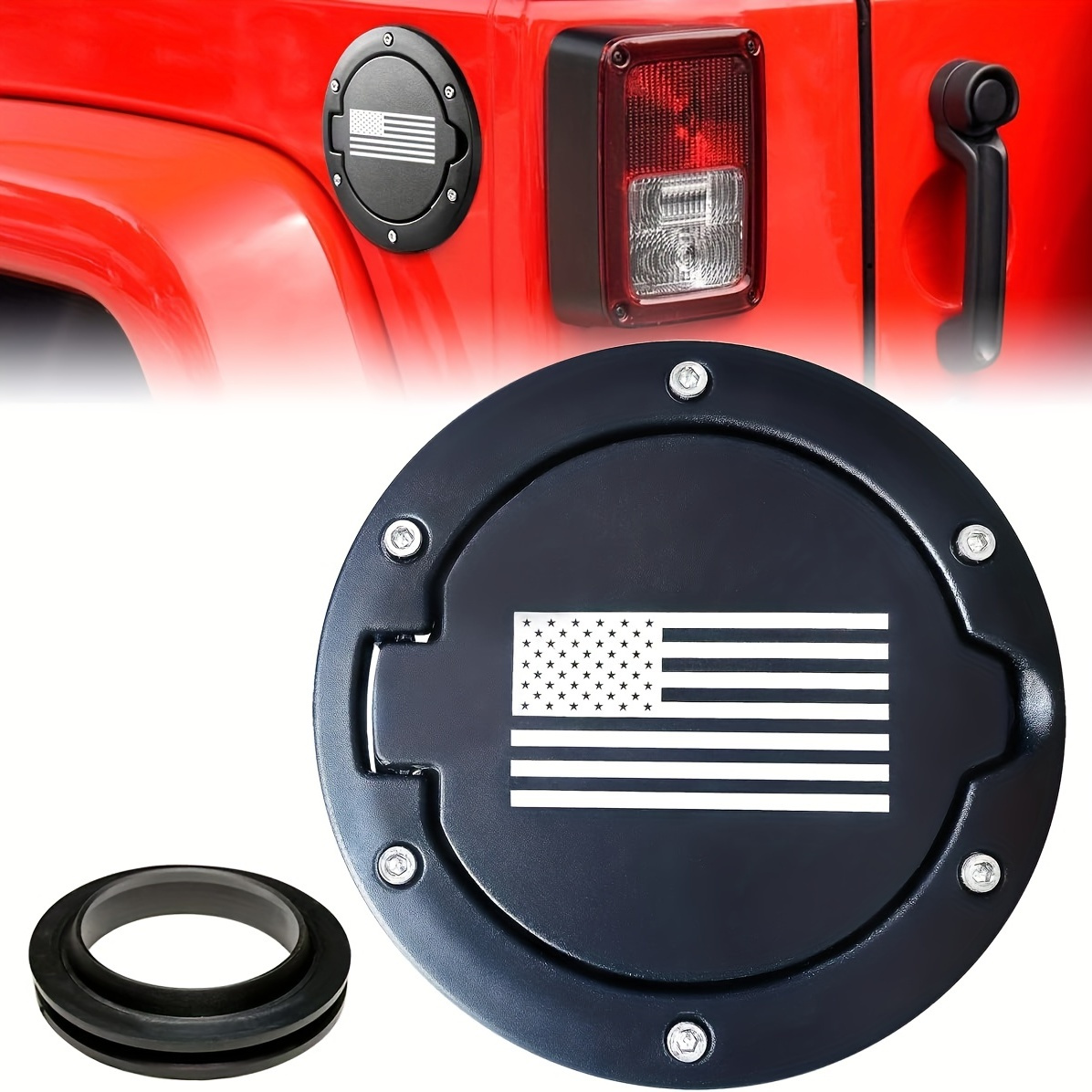 Hooke Road Fuel Filler Door Gas Tank Cap Cover for Jeep Wrangler TJ 19 - 2