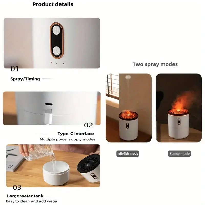 1pc air humidifier aromatherapy essential oil v26simulation volcanic humidifier independence day halloween christmas wedding birthday party supplies camping bbq accessories beech vacation essential details 3