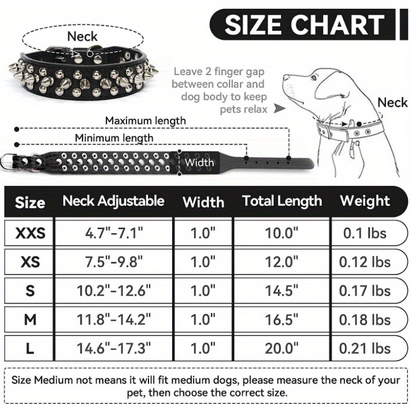 Classic Leather Cool Spiked Studded Adjustable Pet Collars For Large Dogs