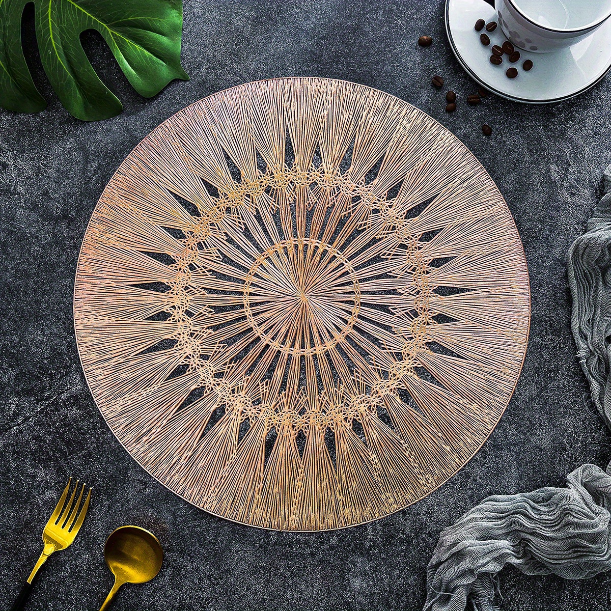 Round Placemats Plastic Mats Single Rose Flower Pvc Plastic - Temu