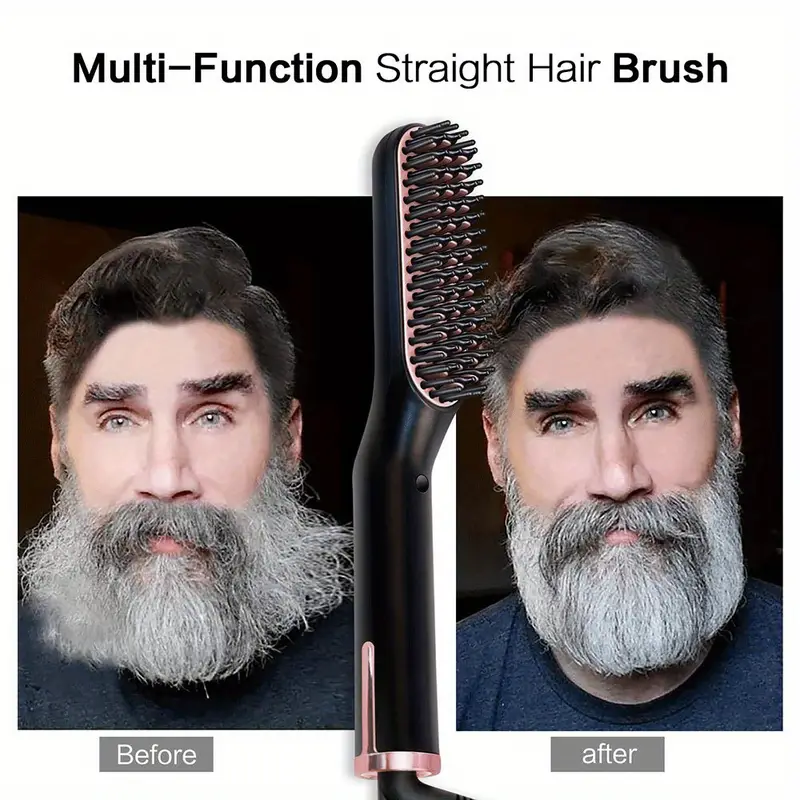 beard straightener for men electric hair straightening brush fast heated ionic beard straightening comb portable mens hair styling brush details 4