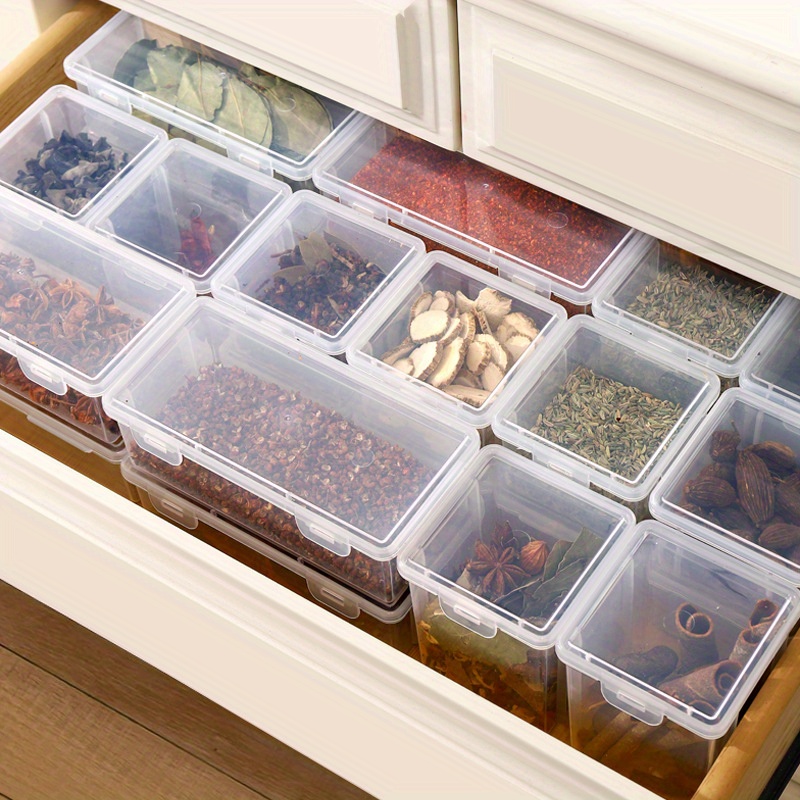 4/8Girds Spice Storage Container Dry Chili Pepper Seasoning Box Food Storage  Box With Lid Fridge Kitchen Organization Box