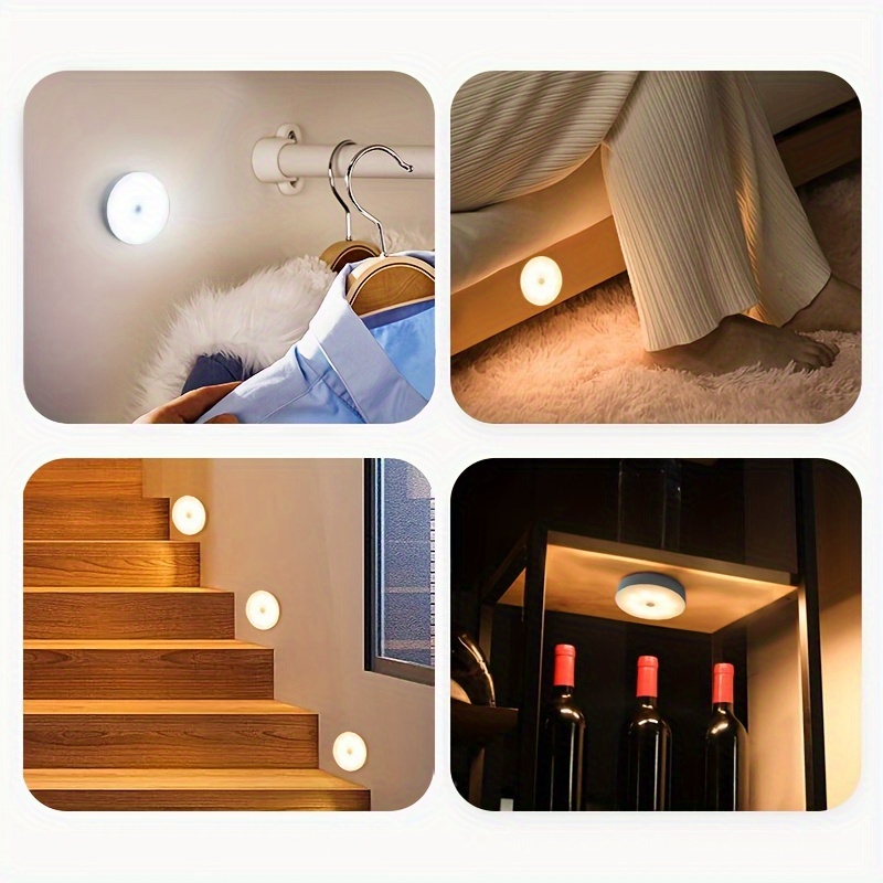 three color stepless dimming night light, 1pc 8led button three color stepless dimming night light usb rechargeable energy saving bedroom lamp with magnetic double sided adhesive tape for wardrobe wine cabinet stairs emergency lighting details 2