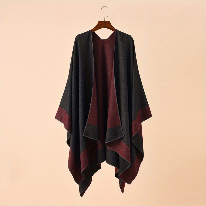 Cashmere Shawl Solid Warm Blanket Open Front Poncho Cape Casual Outdoor Shawl