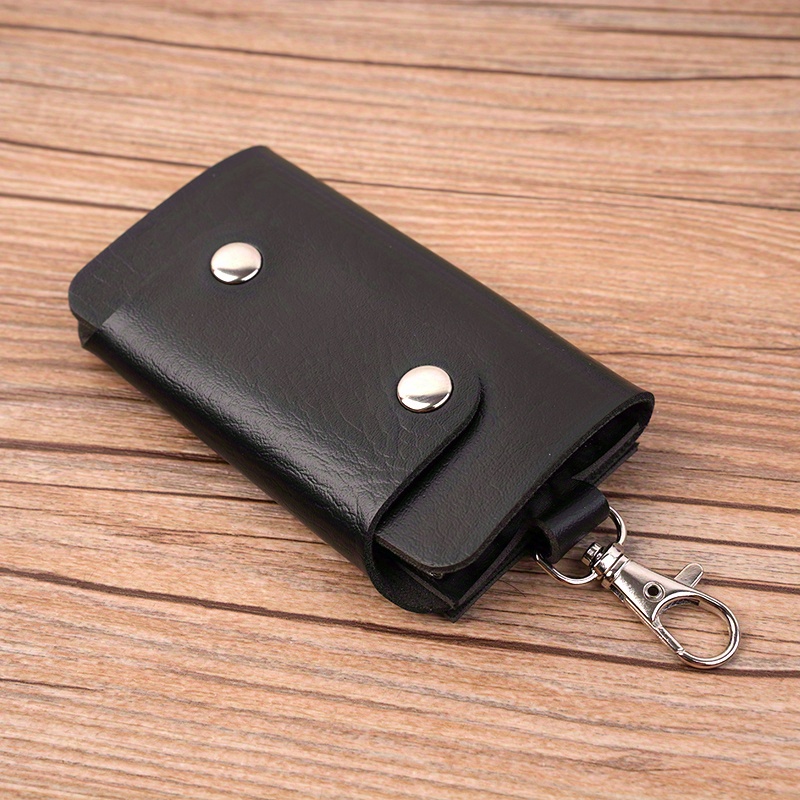 Pu Leather Car Key Case Loop Hook Coin Case Cover Wallet - Temu