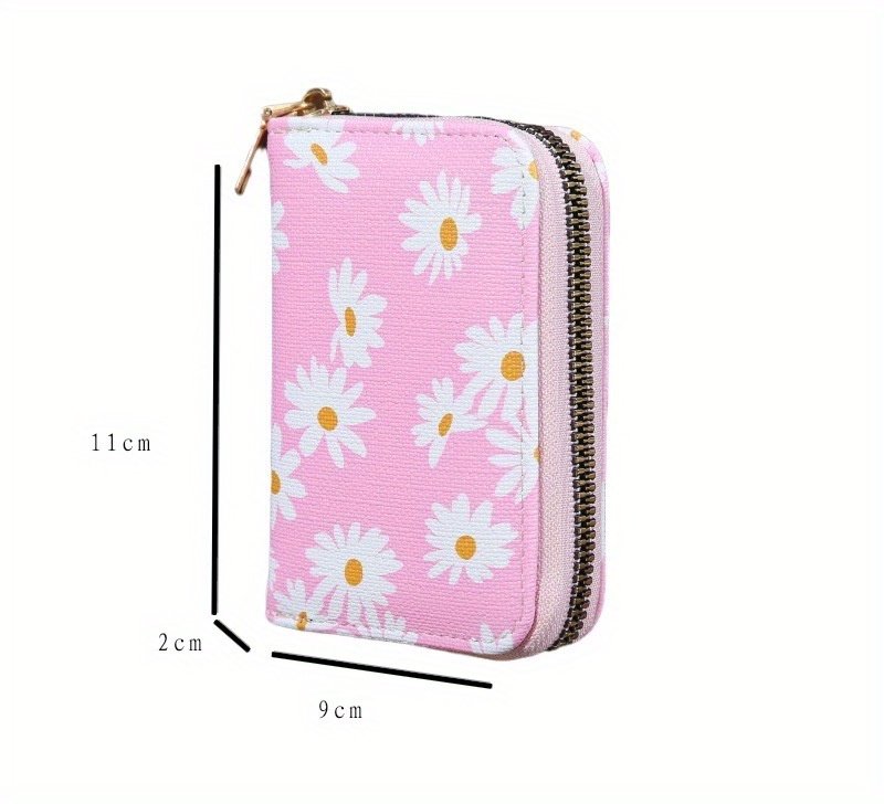 Floral Print Card Wallet, Pu Leather Portable Lightweight Card
