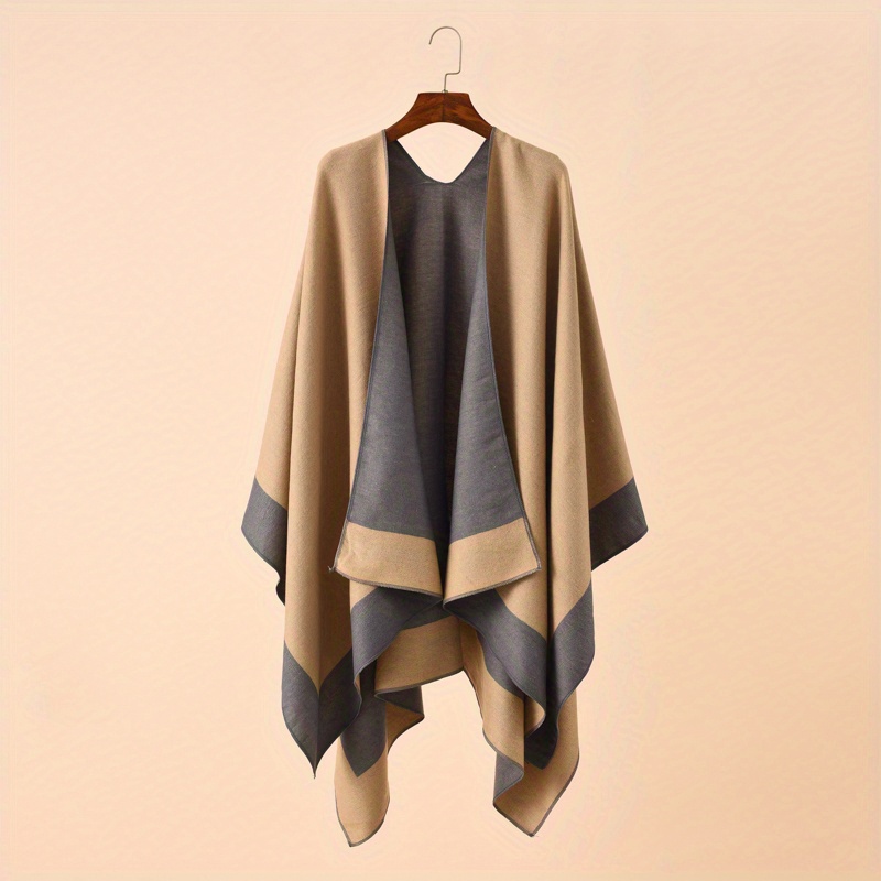 Cashmere Shawl Solid Warm Blanket Open Front Poncho Cape Casual Outdoor Shawl