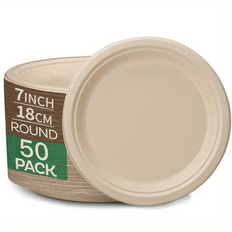 50 platos desechables compostables de pulpa de caña de - Temu