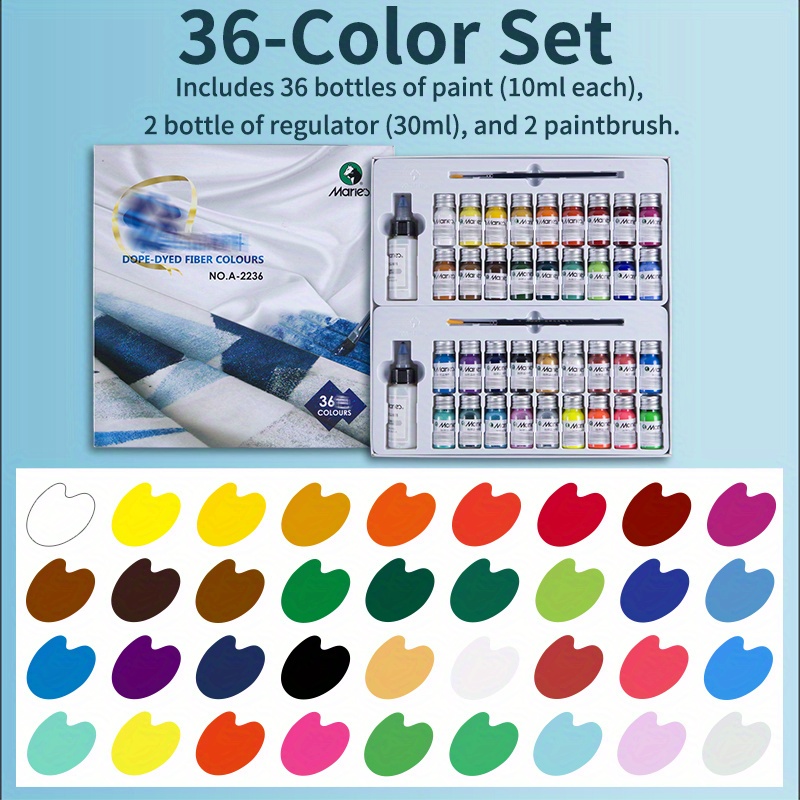 Fabric Paint Set 25 Ml X 12 Vibrant Colours 2 Brushes Permanent Fabric Dye  Textile Model Paint for Clothes, Cotton, Linen, Denim 