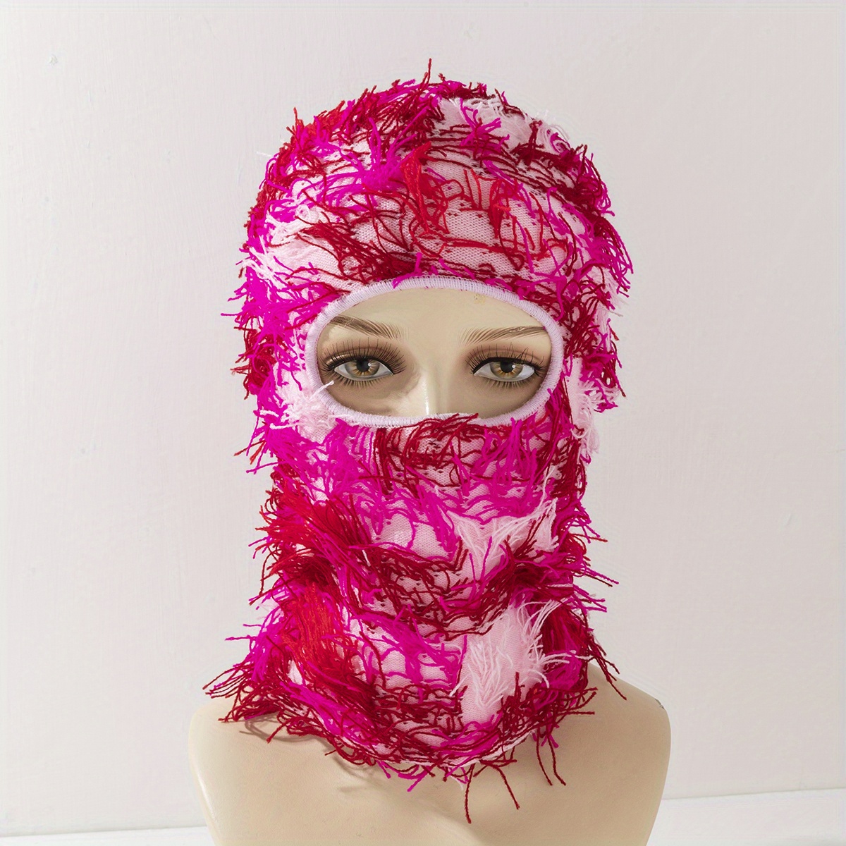 Hip Hop Tassel Balaclava Full Cover Ski Mask Trend Knitted Camouflage Headgear unisex Y2K Knit Hat Face Mask for Women Men,Shiesty,Temu