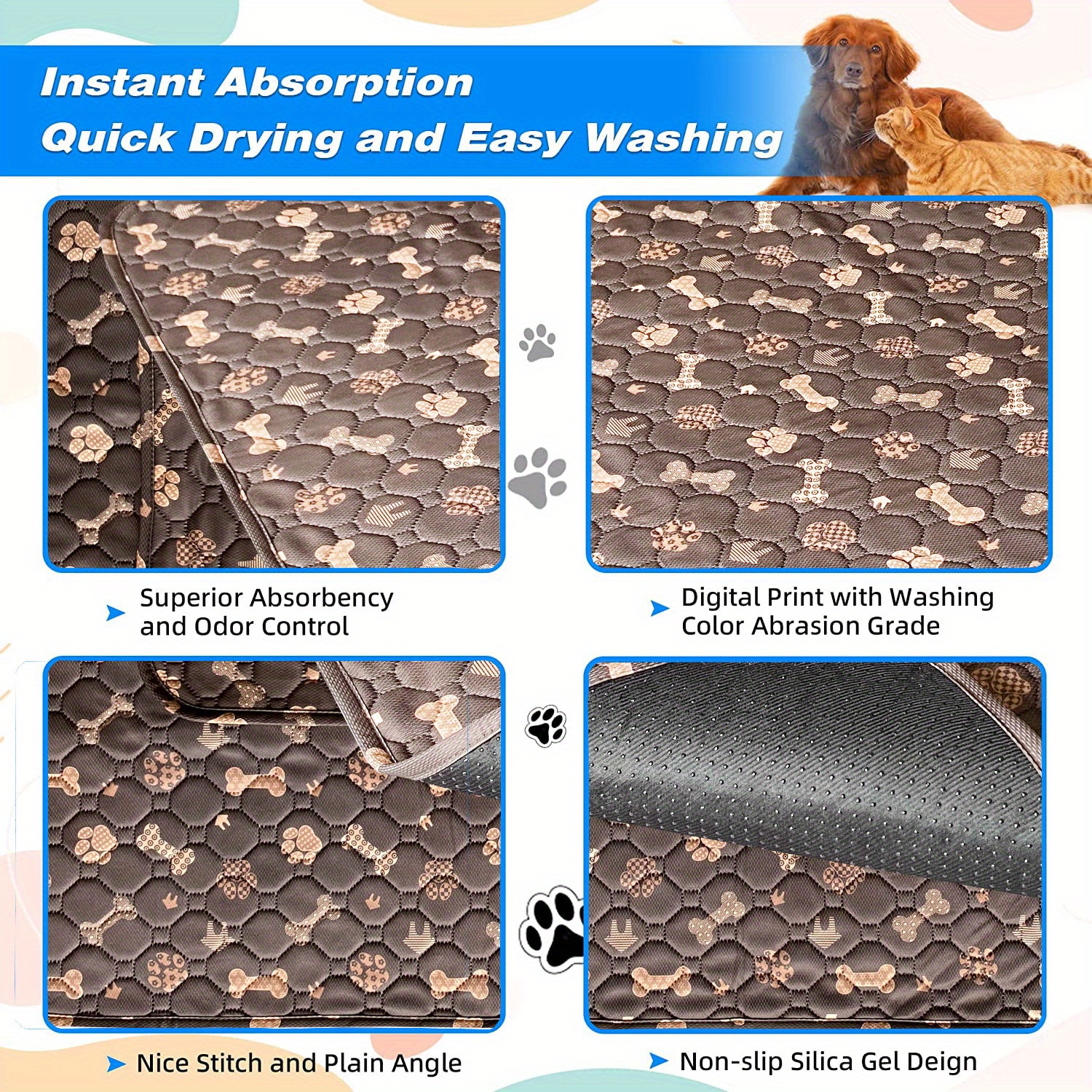 Dog Paw Print Waterproof Non-slip Reusable Cat Cat Dog Universal Summer  Diaper Pad M - Temu United Arab Emirates