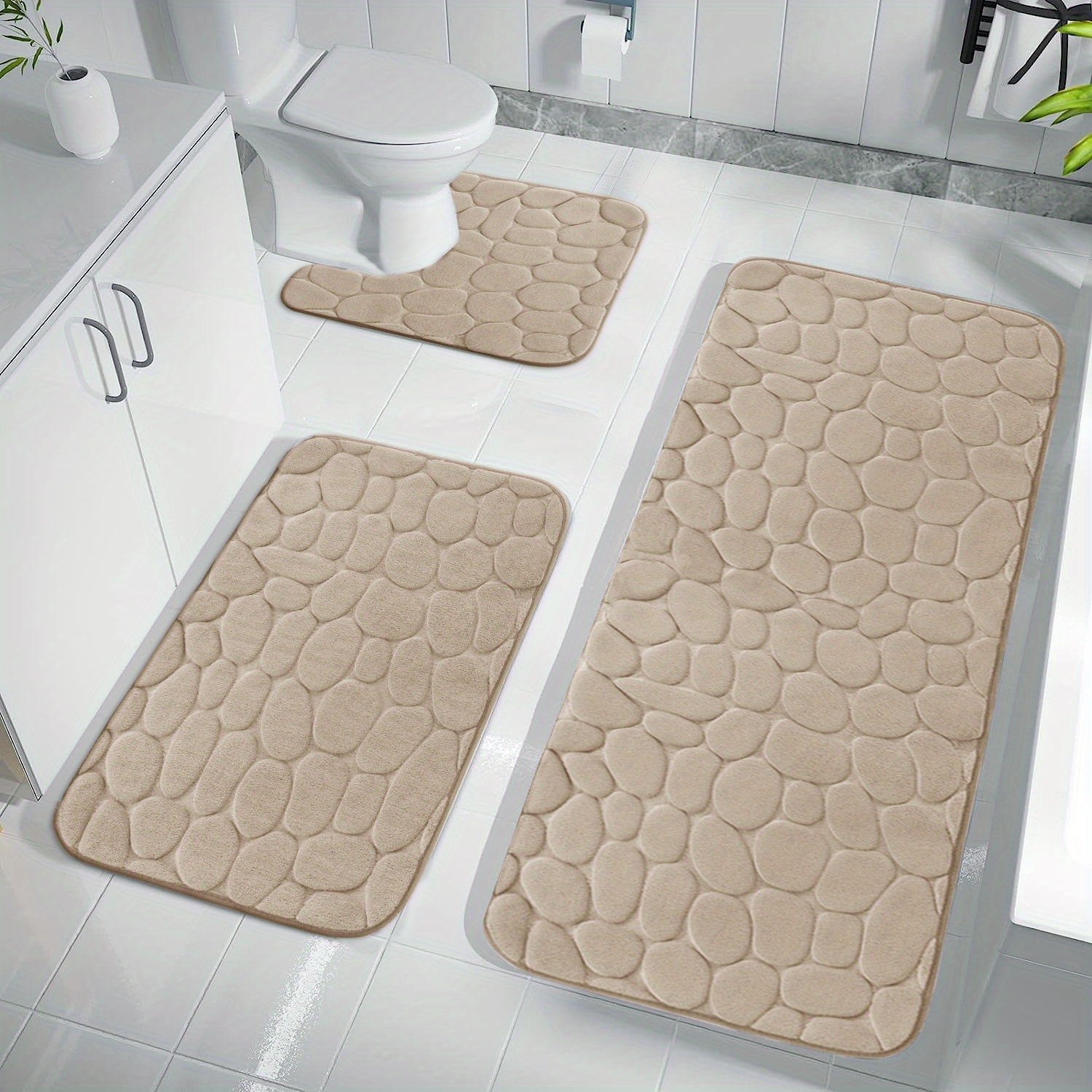 Memory Foam Soft Bath Mats-Non-slip Absorbent Washable Rug Toilet Floor Mat  Home Bath U-shaped Soft And Comfortable Bathroom Rug