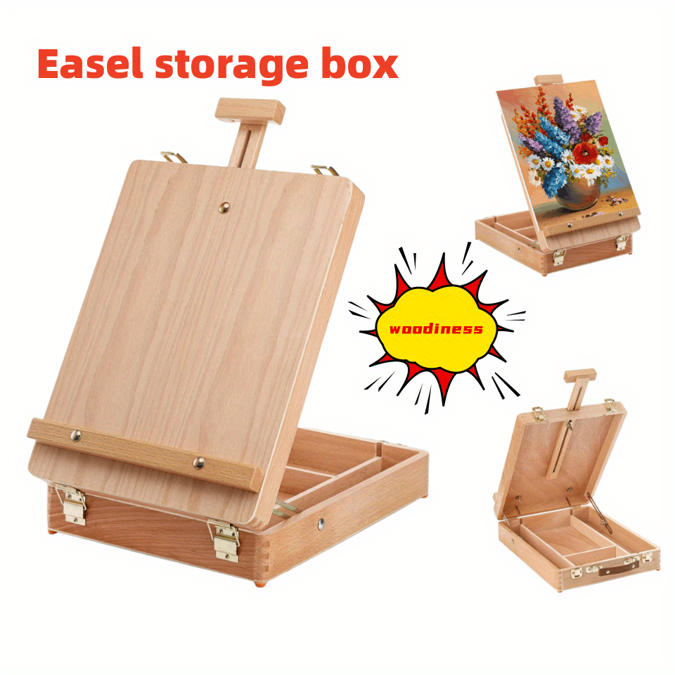Art Supplies Box Easel Sketchbox Painting Storage Box Portable Wooden Artist  Desktop Case with 2 Drawers for Artist, Art Students 