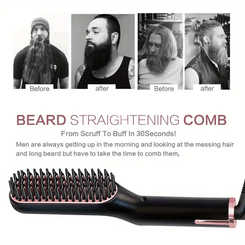 beard straightener for men electric hair straightening brush fast heated ionic beard straightening comb portable mens hair styling brush details 5