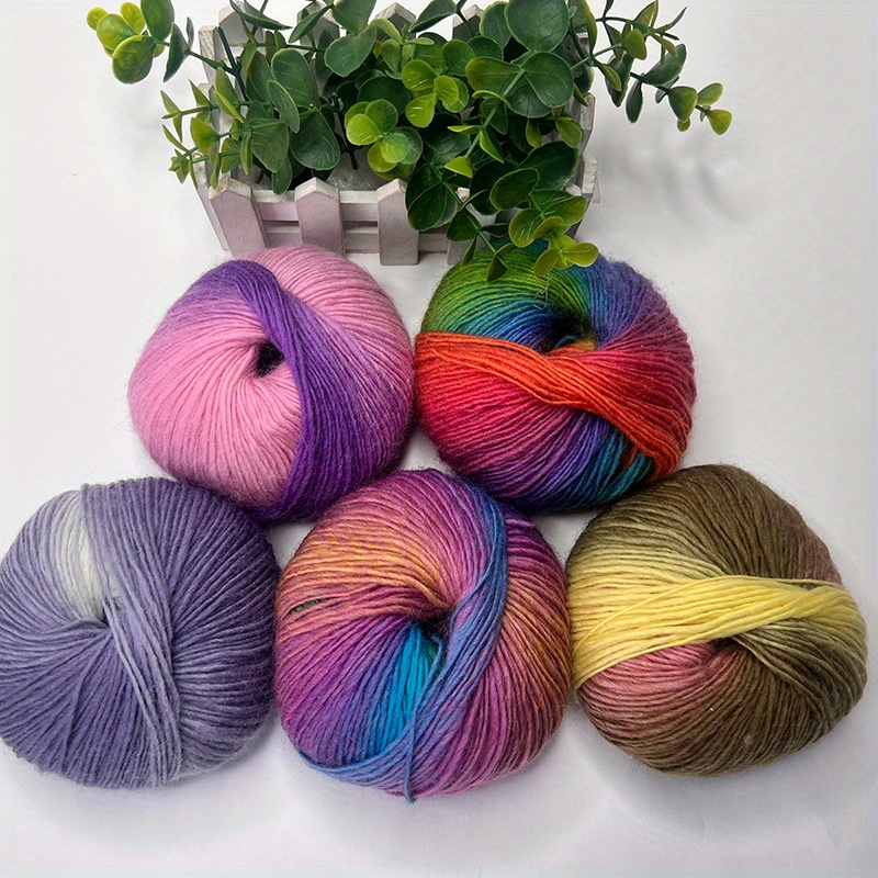 100% Wool Yarn Knitted For Hand woven Rainbow Cashmere - Temu