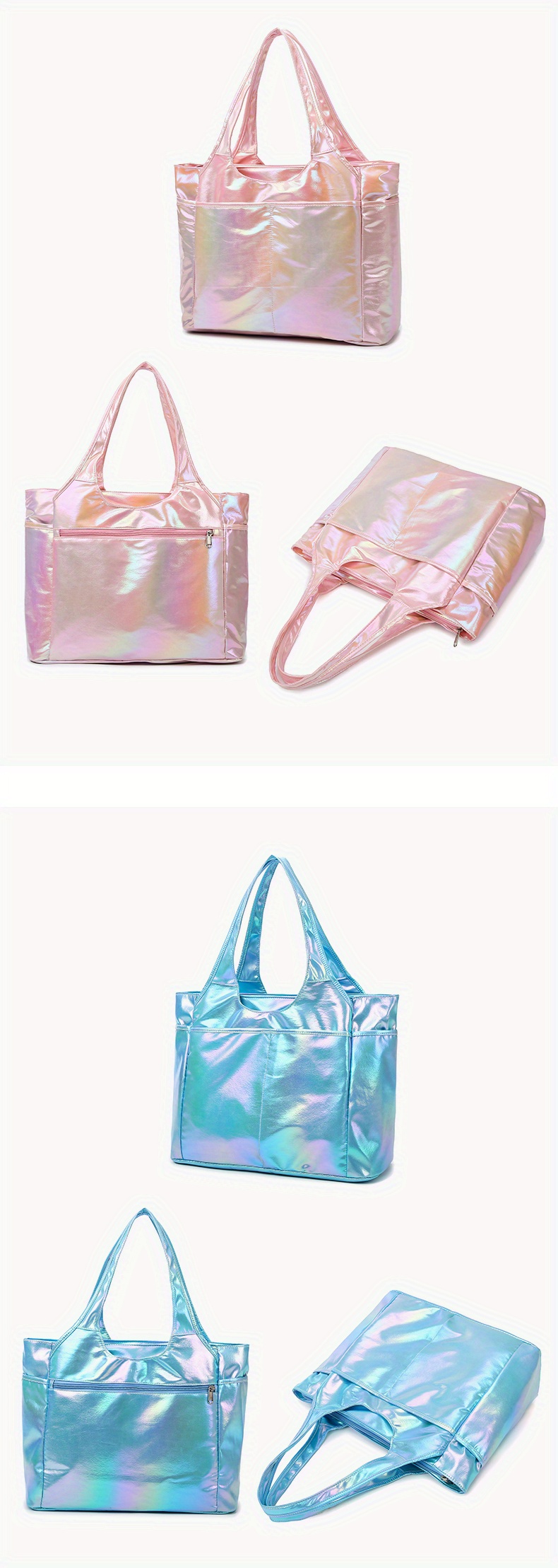 Large Capacity Holographic Portable Storage Tote Bag For Girls