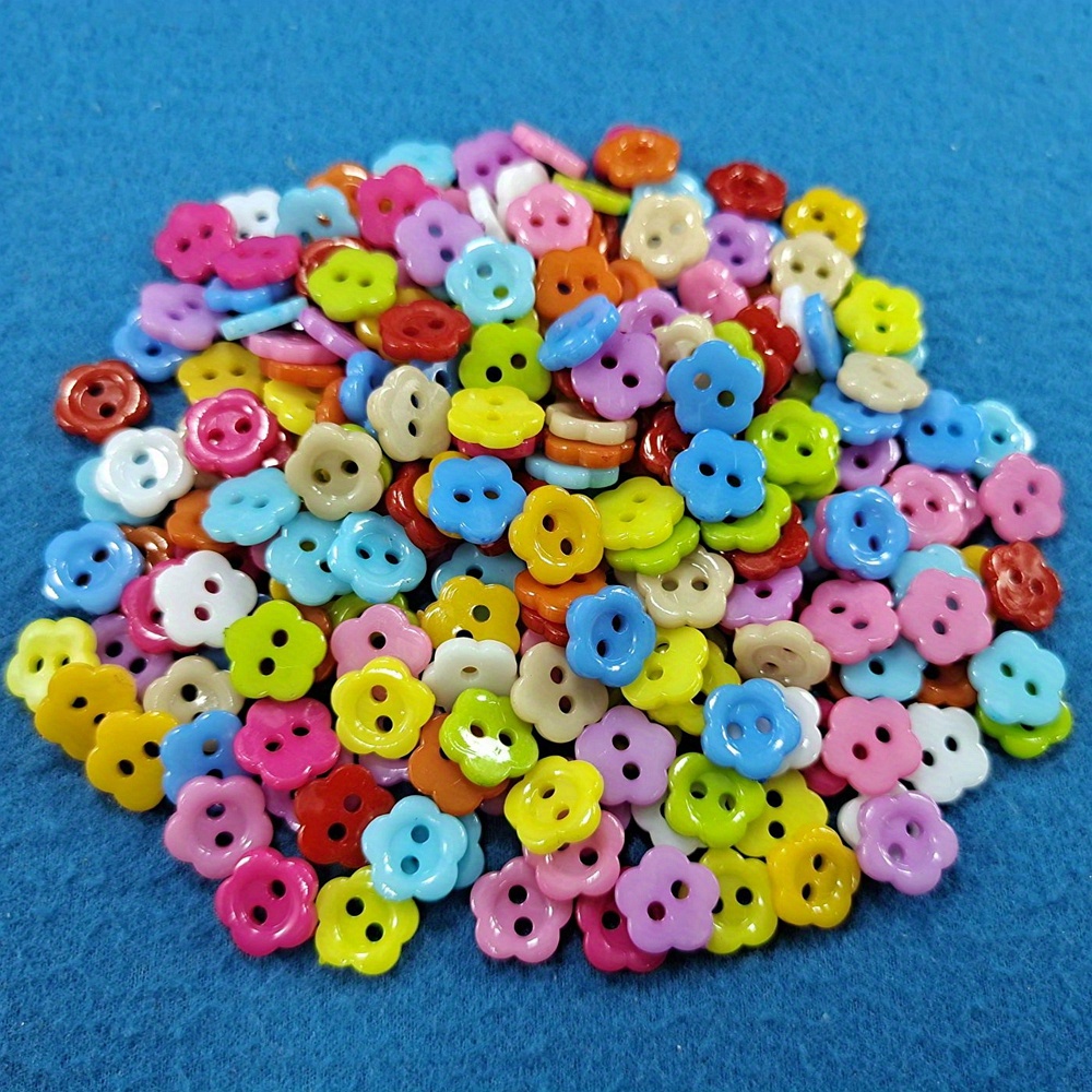 TEMU 100pcs Mezcla De Colores 10mm Forma De Flor Botones De Plástico Accesorios De Costura Para Ropa De Niños Manualidades DIY