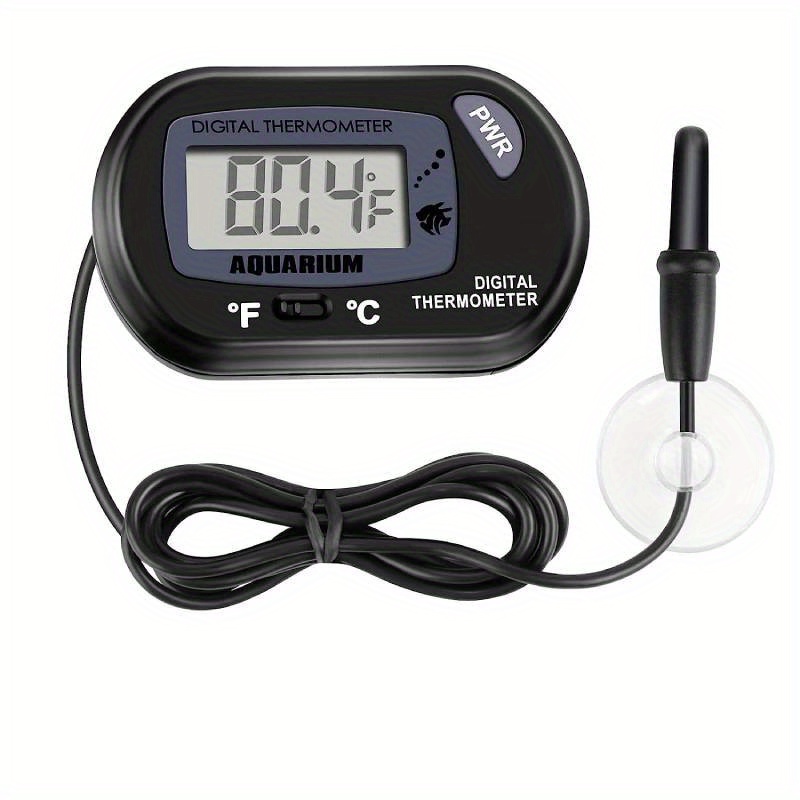 Aquarium Thermometer Digital, Rechargeable Cordless Fish Tank Thermometer,  Stick-on Circle Led Terr
