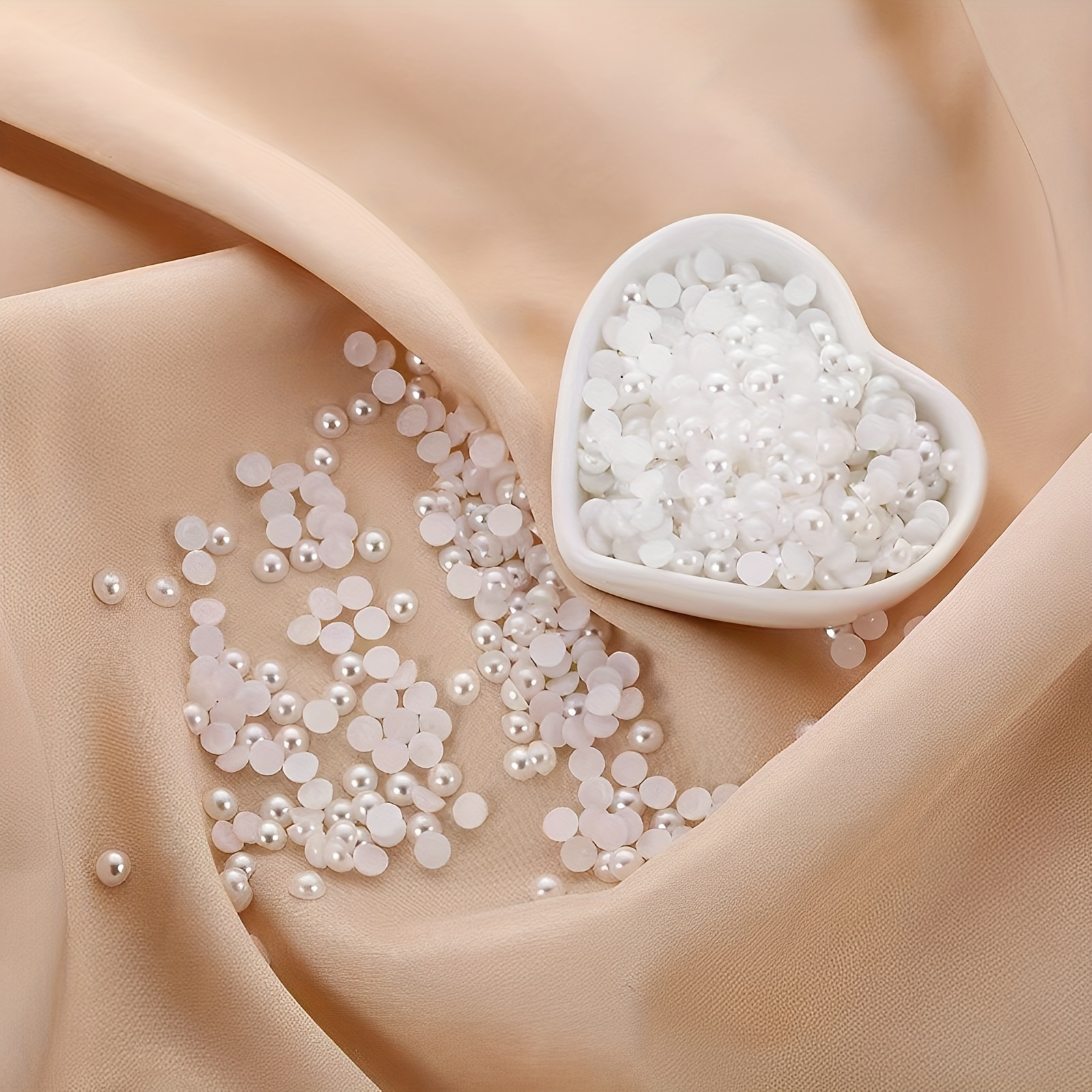 Perlas De Uñas Planas Con Forma De Media Luna Perlas Blancas - Temu