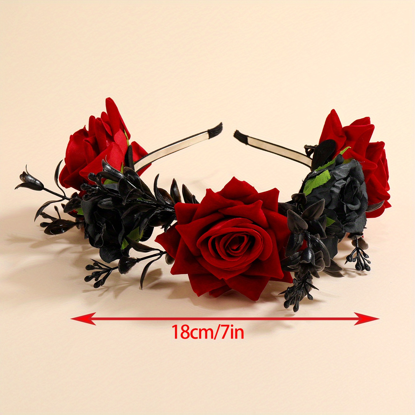 Spooky Chic Halloween Rose Headband - -Themed Party Accessory, Hand Wash Only details 2