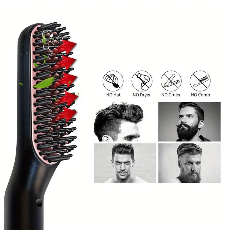 beard straightener for men electric hair straightening brush fast heated ionic beard straightening comb portable mens hair styling brush details 6