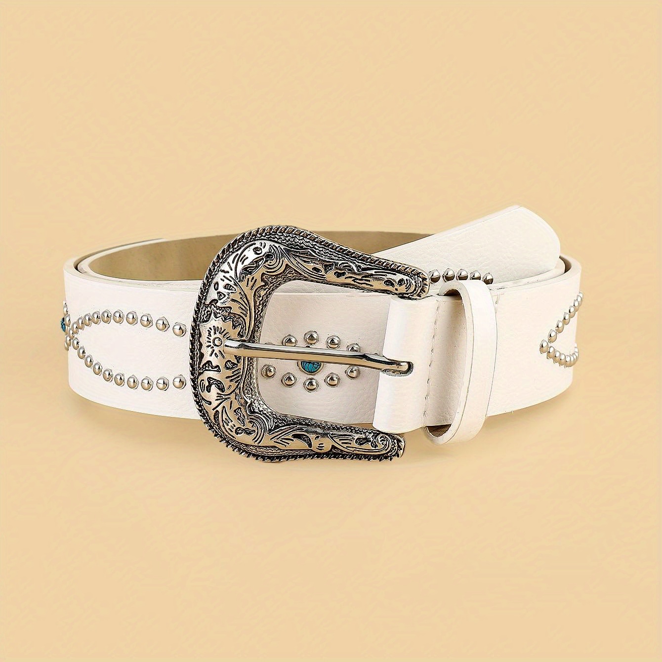 Image of Women's Fashion Bead Belt Trendy All-match Diamond Metallic Pattern Valentine's Gift Holiday Clothing Accessory Present Belt Classical