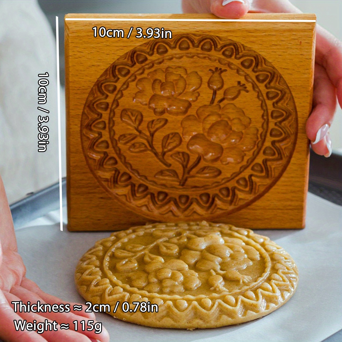  ScrapCooking 5122 Wooden Pastry Stamp with Flower Pattern - 1  Cookie Cutter & Cube Decoration with 5 Embossed Sides - Mould Decoration :  Home & Kitchen