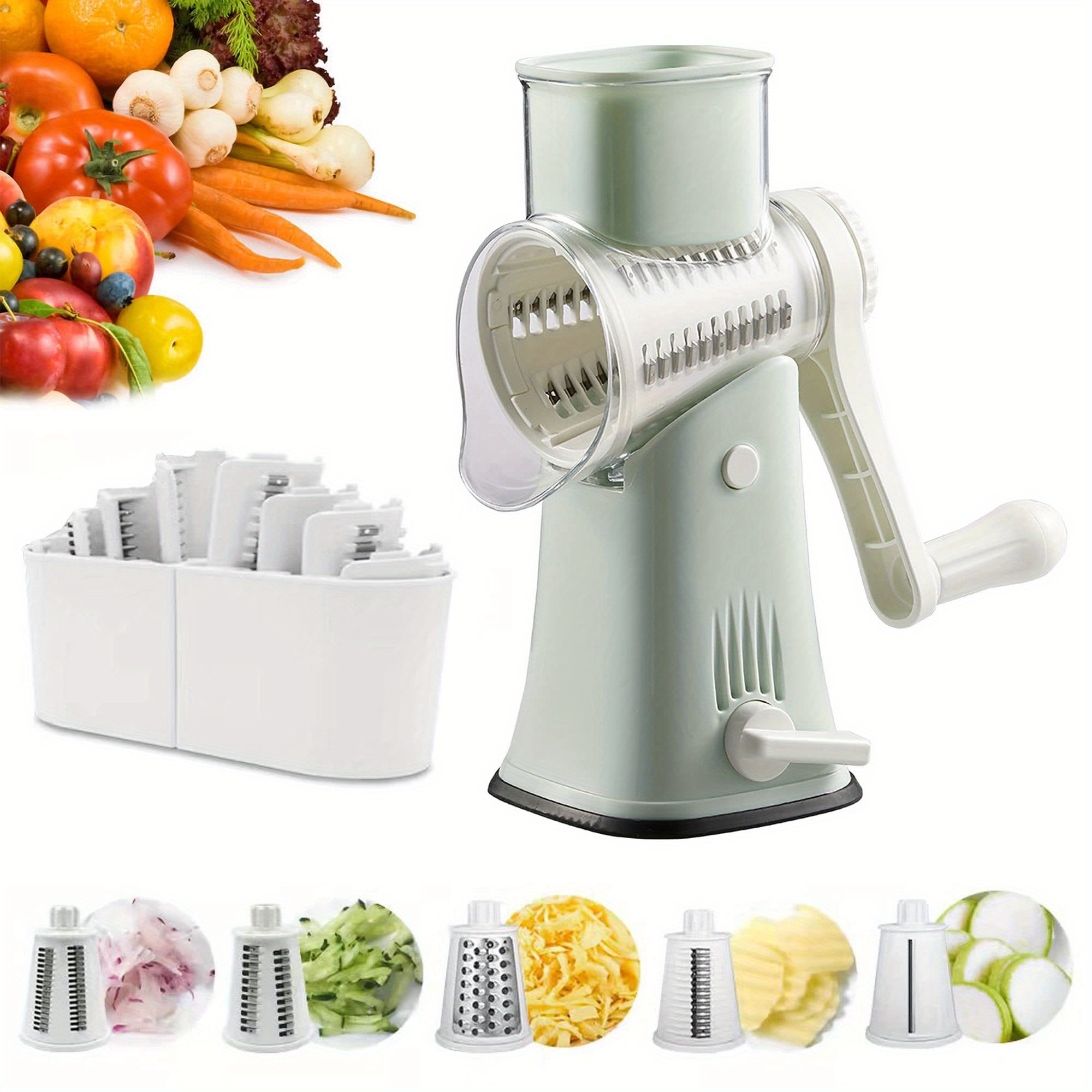 5 in 1 Rotary Cheese Grater w/ Handle Shredder Food Vegetable