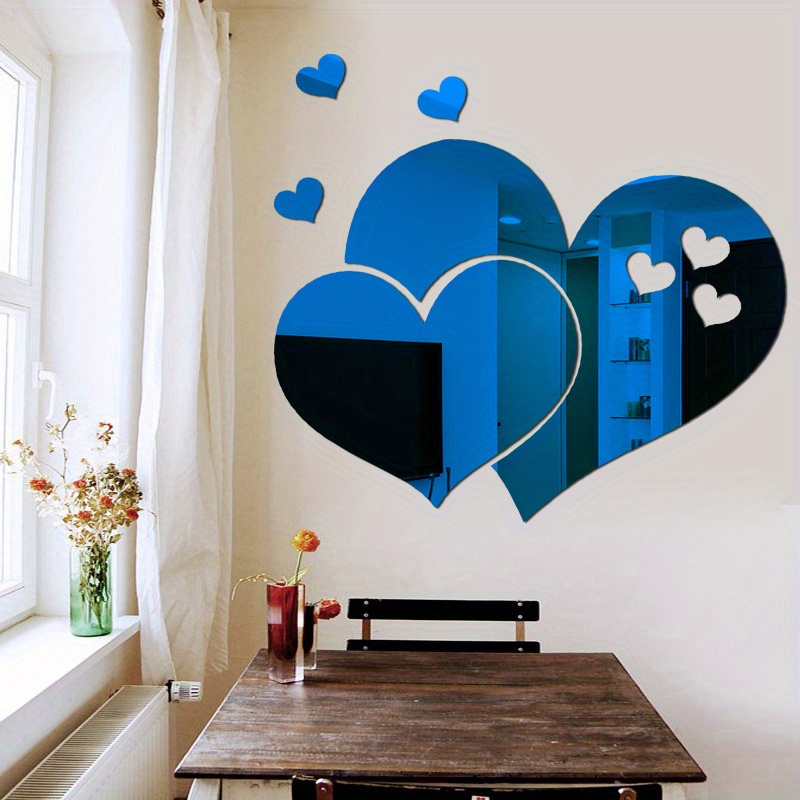 Acrylic Mirror Heart Wall Decals 3D Creative Heart Shape Mirror Heart Wall  Decals DIY Room Decorative Decal Heart Mirrors From Esw_house, $1.23