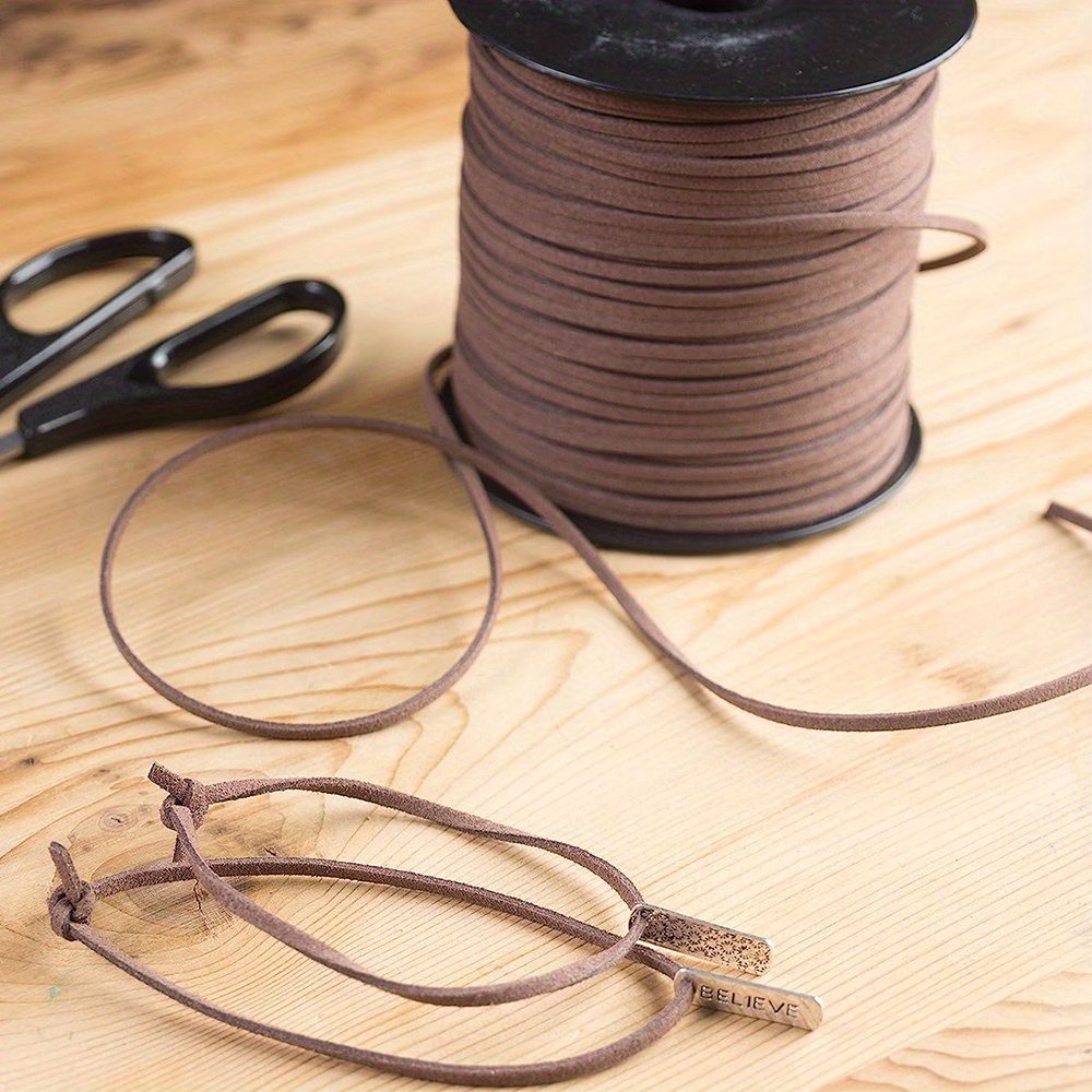 3 cuerdas de cuero sintético de 0.118 in de ancho, cuerda plana de cuero  sintético, cuerda plana de terciopelo para joyería, pulsera, collares