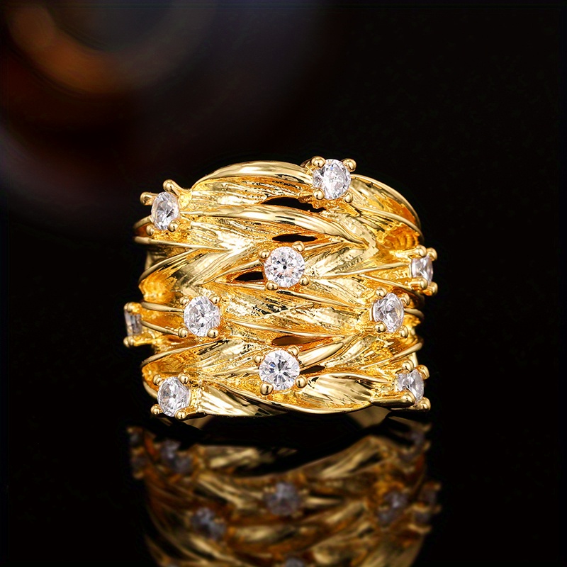 Image of Design Inlay Synthetic Zirconia Wide Rings For Women Engasynthetic Gemstoneent Wedding Party Personality Fashion Statement Ring Jewelry