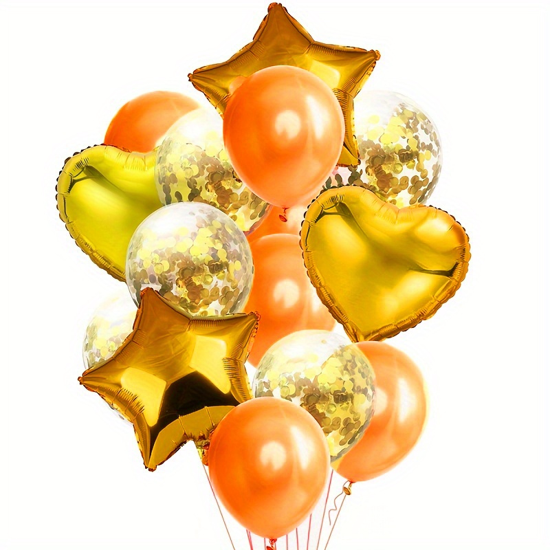 14 Pezzi Bouquet Palloncini A Forma Stella E Cuore In Oro - Temu Italy