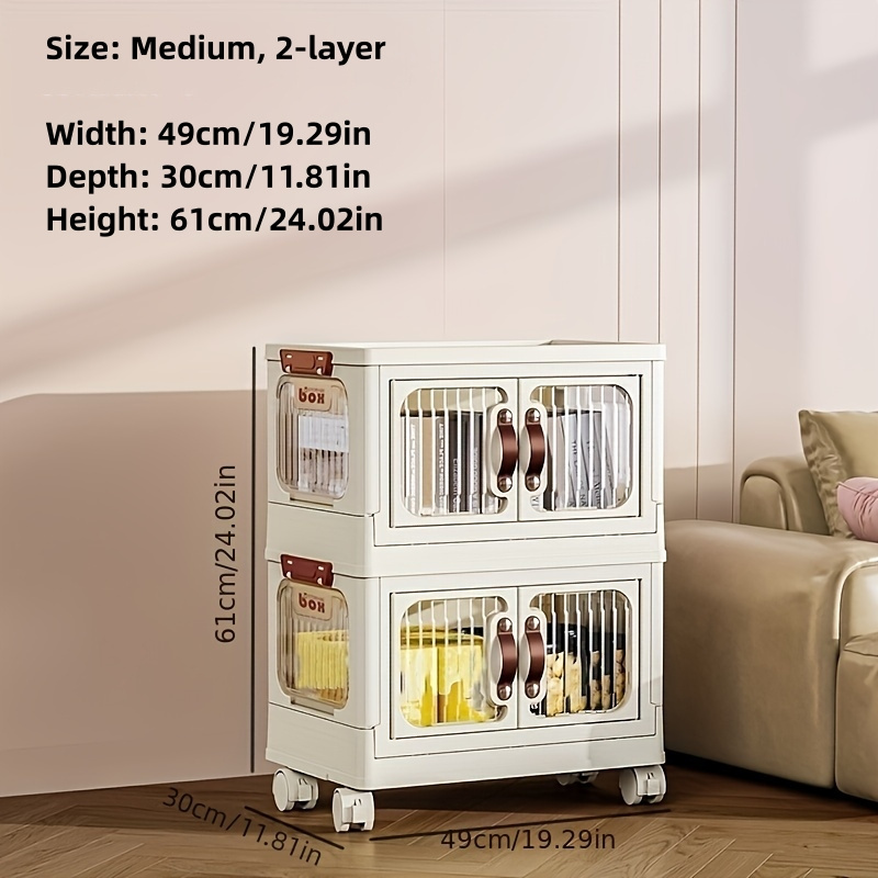 Plastic Storage Box Double Door Folding Storage Cabinet - Temu