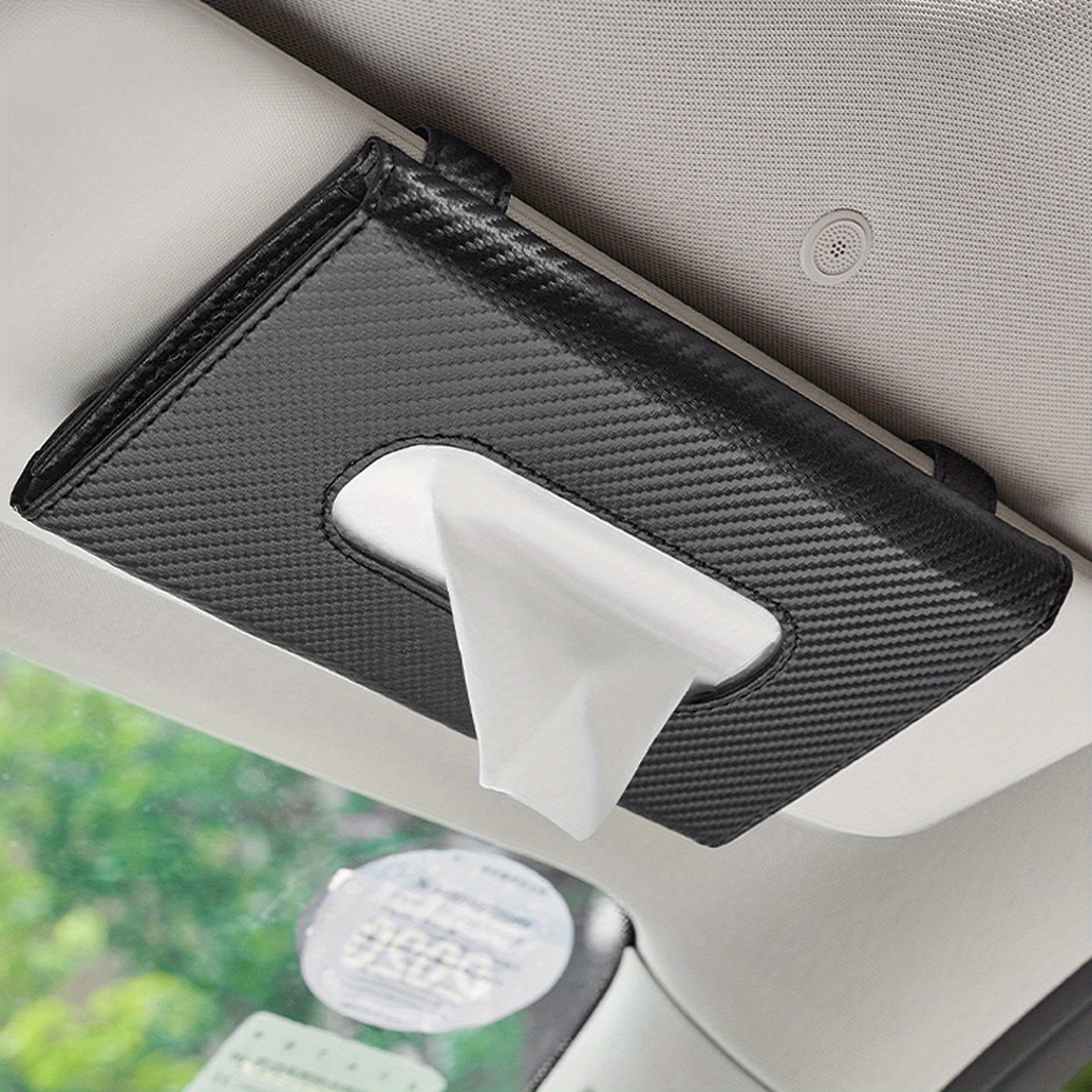 Car Tissue Holder, Sun Visor Napkin Holder, Car Visor Tissue Holder, PU  Leather Backseat Tissue Case Holder for Car, Vehicle (Black) 